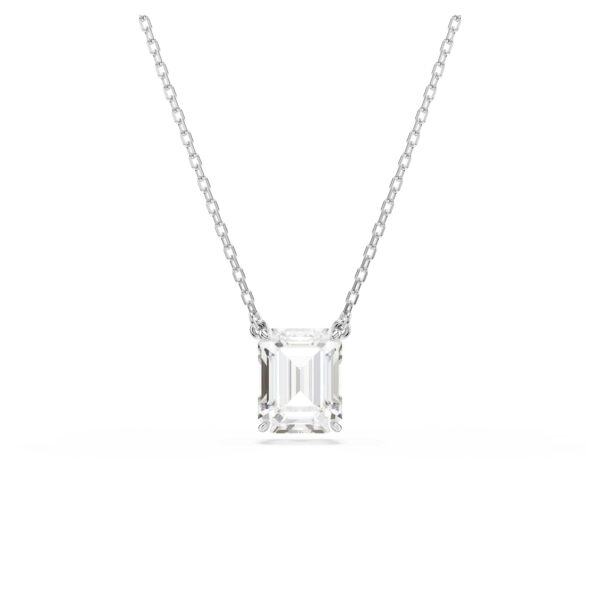 Swarovski Stilla pendant, Octagon cut, White, Rhodium plated - Fast Shipping to USA & Canada