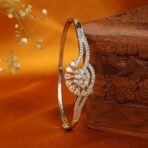 ACCESSHER Silver Plated AD Studded Cuff Bracelet - Fast Shipping to USA & Canada - Image 7