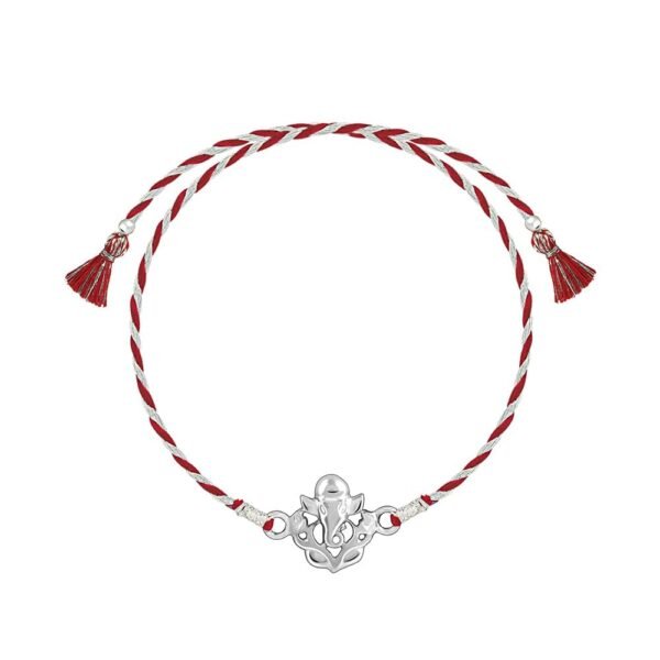 GIVA 925 Silver Leaf Ganesha Rakhi|Raksha Bandhan Rakhi for Brother | Gift for Men & Boys| With Certificate of Authenticity and 925 Stamp