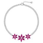 GIVA 925 Silver Pink Floral Tennis Bracelet | Christmas & New Year Gift For Women & Girls | 6 Month Warranty and Lifetime Plating Service