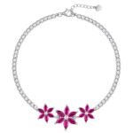GIVA 925 Silver Pink Floral Tennis Bracelet | Christmas & New Year Gift For Women & Girls | 6 Month Warranty and Lifetime Plating Service