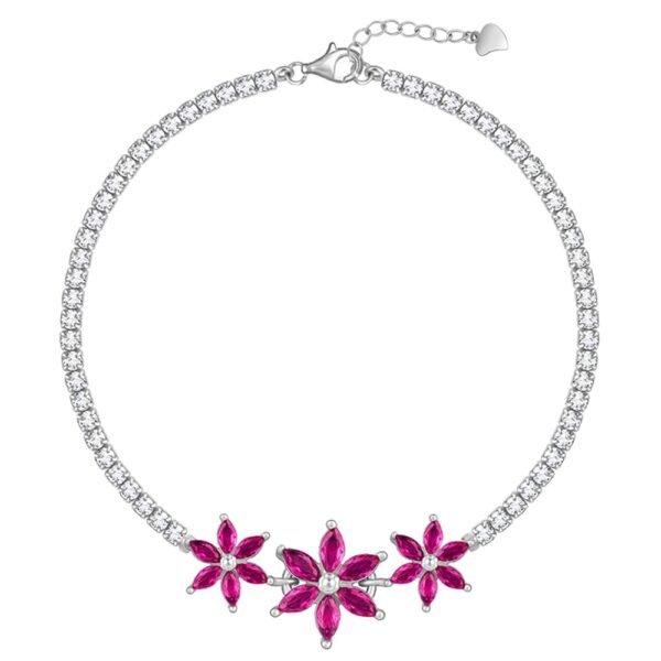 GIVA 925 Silver Pink Floral Tennis Bracelet | Christmas & New Year Gift For Women & Girls | 6 Month Warranty and Lifetime Plating Service