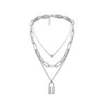 Yellow Chimes Layered Necklace for Women Choker Necklace Silver-Plated Western Key Heat Locket Multi layered Chain Necklace for Women and Girls - Fast Shipping to USA & Canada