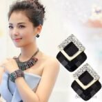 Shining Diva Fashion 18k Gold Plated Austrian Crystal Earrings for Women & Girls | Luxury Rhinestone Square Italian Designer Earrings | Latest Stylish Fancy Zircon Party Earring - Fast Shipping to USA & Canada - Image 7