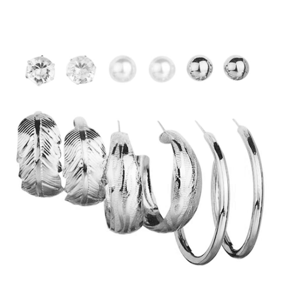 514aPgYYmfL.jpg Shining Diva Fashion 12 Pairs Combo Latest Stylish Western Hoop and Crystal Pearl Stud Earrings for Women and Girls - Fast Shipping to USA & Canada - Image 1