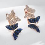Shining Diva Fashion 18k Rose Gold Plated Latest Stylish Copper Zircon Butterfly Earrings for Women and Girls (15916er) - Fast Shipping to USA & Canada - Image 4
