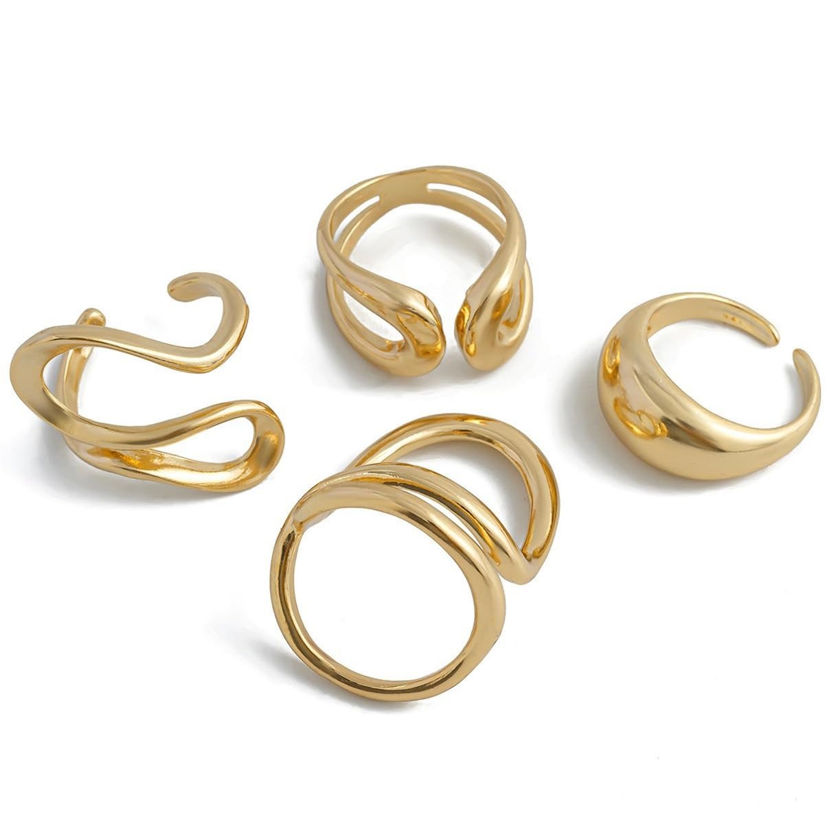 515WXPlIezL.jpg Shining Diva Fashion Set of 4 Latest Stylish Gold Plated Rings for Women and Girls (16520r) - Fast Shipping to USA & Canada - Image 1