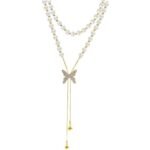 Fashion Frill Elegant Golden Chain Necklace For Women Butterfly Pearl Long Chain Pendant Necklace For Women Girls Love Gifts Womens Jewellery - Fast Shipping to USA & Canada