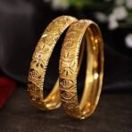 Shining Diva Fashion Latest One Gram Gold Plated Set of 2 Traditional Broad Bangles for Women and Girls - Fast Shipping to USA & Canada - Image 5
