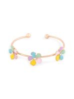 ZAVERI PEARLS Multicolor Enamel Flowers Contemporary Cuff Bracelet For Women-ZPFK14787 - Fast Shipping to USA & Canada