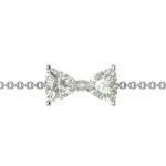 Shrisha Jewellers Silver Solitaire Bow Bracelet for Women | 925 Sterling Silver White Zircon Bow Design | Rhodium Plated | Adjustable 6"+2" | Gift Box & Authenticity Certificate Included