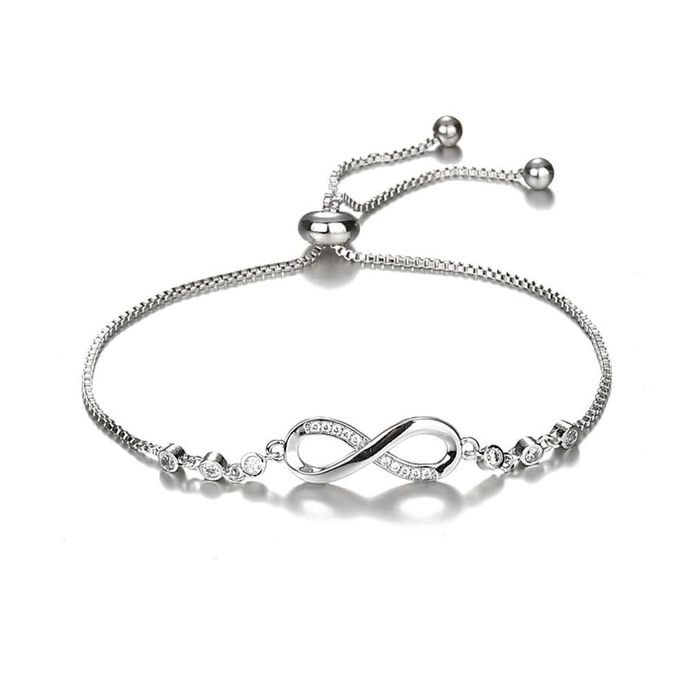 516vvDWjOEL.jpg Shining Diva Fashion Endless Love Crystal Infinity Bracelet for Women CZ Diamonds Latest Stylish Adjustable Charm Tennis Bracelet for Girls - Fast Shipping to USA & Canada - Image 1