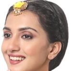 Zeneme Gold-Plated Gota Patti Flower Maang Tikka Pack Of 5 Girls and Women Floral Jewellery - Fast Shipping to USA & Canada - Image 3