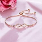 Nilu's Collection Infinity Shape Cubic Zirconia Diamond Bracelet for Women & Girls, Jewelry for Gift, Adjustable Charm Bracelet - Fast Shipping to USA & Canada - Image 3