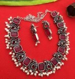 Sasitrends Classic Peacock Designer Oxidized German Silver Stone Studded Jewellery Set with Earring for Women and Girls - Fast Shipping to USA & Canada - Image 7