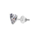 HIGHSPARK 925 Silver Heart Solitaire Screwback Stud Earring - Fast Shipping to USA & Canada