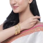 ZENEME Set Of 4 Gold-Plated Classic Textured Handcrafted Bangles - Fast Shipping to USA & Canada - Image 5