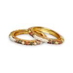 ACCESSHER Gold Plated Texture Bangle Style Brass Kada For Women | Traditional Rajwadi Bangles with Beaded Pearls | Stylish Bangles Set for Girls and Women - Fast Shipping to USA & Canada