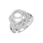Clara Pure 925 Sterling Silver Capree Real Pearl Size Adjustable Finger Ring | Gift for Women and Girls | Swiss Zircon Platinum Plated - Fast Shipping to USA & Canada