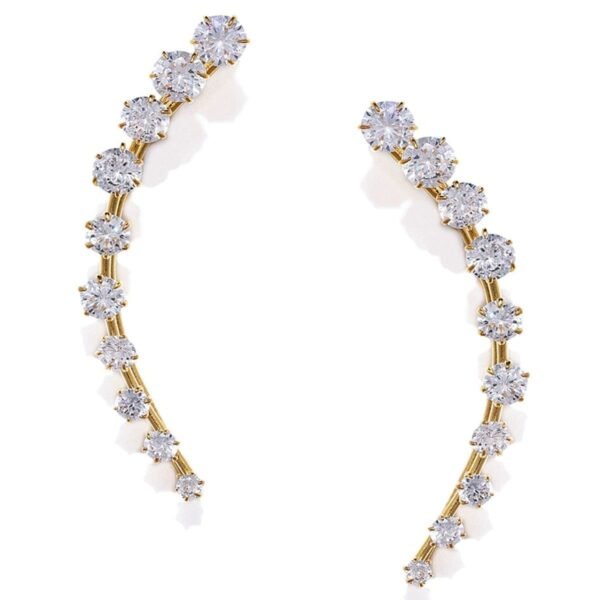 Accessher Gold Plated Contemporary American Diamond Embellished Delicate Light Weighted Ear Cuffs with Clip on Closure for Women and Girls (Pack of 1) - Fast Shipping to USA & Canada