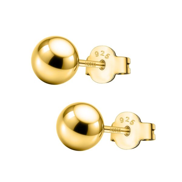 HIGHSPARK 925 Silver Ball Earrings in Gold Finish - Fast Shipping to USA & Canada