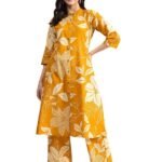 Aavyora Women's Yellow & White Floral Printed Cotton Co-Ord Set - Fast Shipping to USA & Canada