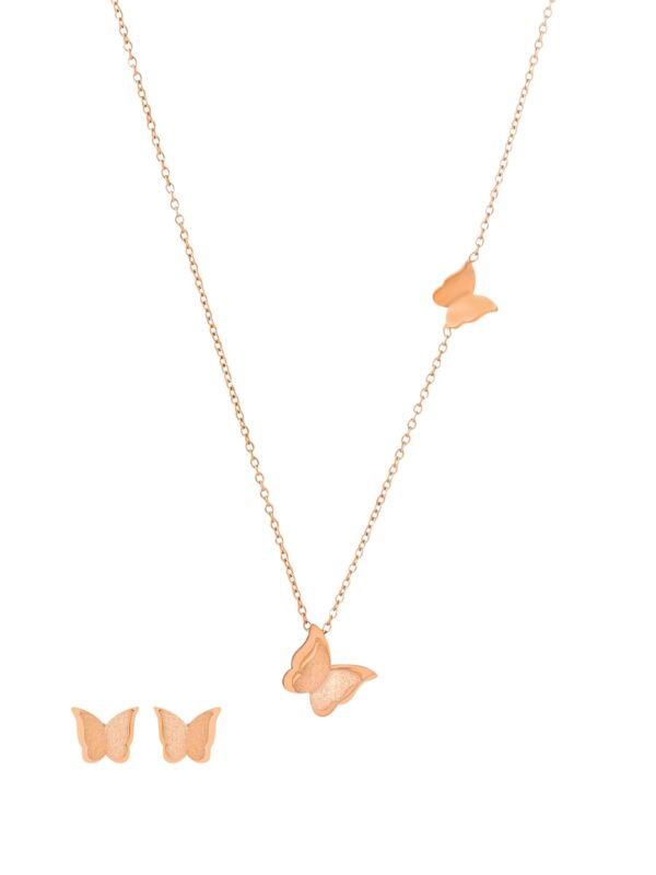 Yellow Chimes Pendant Set for Women Butterfly Surgical Steel 18K Real Rose Gold Plated Pendant Set for Girls and Women - Fast Shipping to USA & Canada