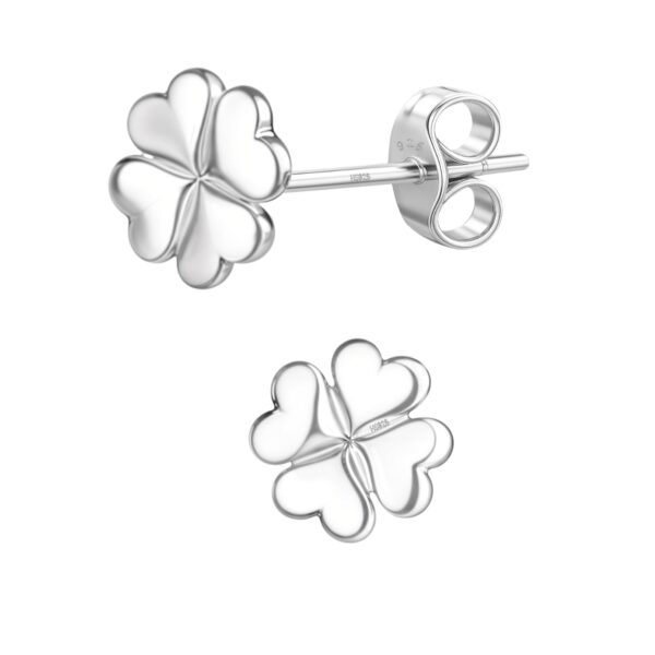 HIGHSPARK 925 Silver Clover Stud Earrings - Fast Shipping to USA & Canada