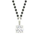 CLARA 925 Sterling Silver Round Mangalsutra Earring Chain Jewellery Set | Platinum Plated, Swiss Zirconia | Gift for Wife - Fast Shipping to USA & Canada