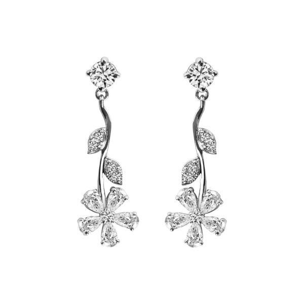 Clara 925 Sterling Silver Flower Necklace Jewellery Set With Earrings | Rhodium Plated, Swiss Zirconia stone | Gift for Women and Girls - Fast Shipping to USA & Canada