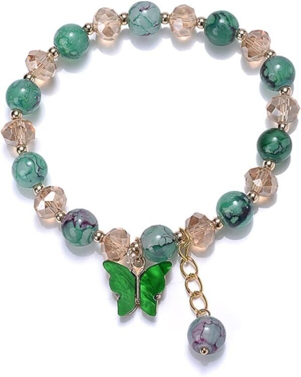 El Regalo 1 PC Butterfly Sparkly Crystal Beads Tassel Bracelet With Cute Enamel Butterfly Charms for Girls/Teens/Women - Fast Shipping to USA & Canada