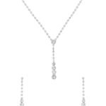 Yellow Chimes Silver Jewellery Set for Women | Fashion White Crystal Necklace Set for Women | Luxe Layers | Rhodium Plated Necklace Set for Girls | Birthday Anniversary Gift for Women Wife - Fast Shipping to USA & Canada