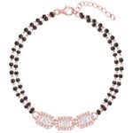 GIVA 925 Silver 18k Gold Plated Rose Gold Mangalsutra Bracelet for Women | Black Bead Mangalsutra Bracelet
