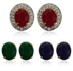 YouBella American Diamond Jewellery Multi-Color Interchangeable Triangular Shaped Earrings for Girls and Women : Best Rakhi Gift Jewellery - Fast Shipping to USA & Canada - Image 2