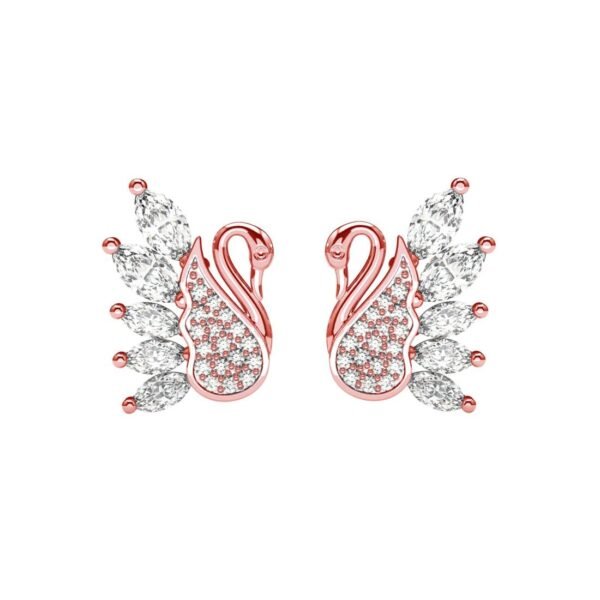 Clara 925 Sterling Silver Dancing Swan Pendant Earrings Chain Necklace Jewellery Set | Rose Gold Plated, Swiss Zirconia | Gift for Women and Girls - Fast Shipping to USA & Canada