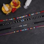 Fashion Frill Mens Designer Rakhis For Brother/Bhai/Bhabhi/Bhaiya Evil Eye Design Thread Rakhi For Brother Trendy Rakhi Rakshabandhan Special Rakhis Combo Of 4 - Fast Shipping to USA & Canada - Image 3