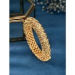 Peora Gold Plated Single Piece Openable Floral Kada Bangle Traditional Jewellery for Women - Fast Shipping to USA & Canada - Image 4