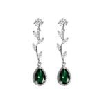 Clara 925 Sterling Silver Leafy Green Necklace Jewellery Set With Earrings | Rhodium Plated, Swiss Zirconia stone | Gift for Women and Girls - Fast Shipping to USA & Canada