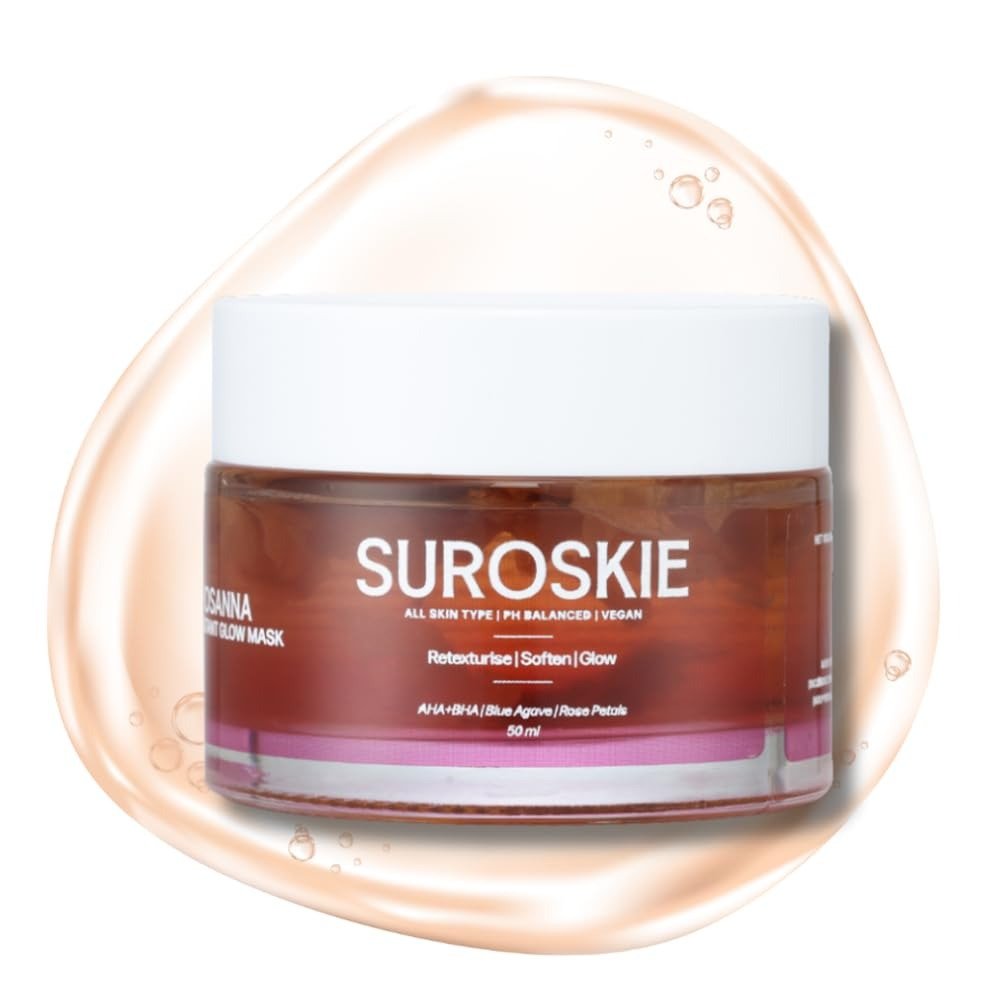 51Dj3w6dClL.jpg SUROSKIE Rosanna Rose Instant Glow Face Mask 50ml | With Rose & Aloe vera | For Cleans Pores & Dark Spot | Spa Glow at Home | Facial In a Jar | korean Face Mask For Glowing Skin |Men & Women - Fast Shipping to USA & Canada - Image 1