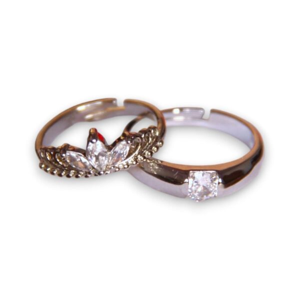 ACCESSHER Silver Tone Adjustable 'I DO' Couple Finger Rings - Fast Shipping to USA & Canada