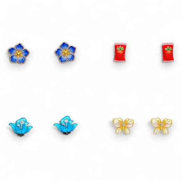 ACCESSHER Elegant Earring Stud Combo Set | Square Drop Floral and Butterfly Casual Wear Studs | Lightweight and Trendy Earring Combo for women and girls (Pair of 4) - Fast Shipping to USA & Canada
