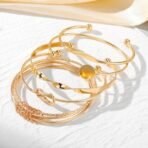 Shining Diva Fashion Set of 5 Latest Stylish Multilayer Gold Plated Bangle Bracelet for Women and Girls (16178b) - Fast Shipping to USA & Canada - Image 4
