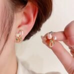 Shining Diva Fashion Latest Stylish Pearl Flower Earrings for Women and Girls (16149er) - Fast Shipping to USA & Canada - Image 3