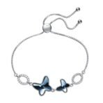 Splensa 925 Silver Blue Austrian Crystal Butterfly Pendant Necklace, Earrings, Ring & Bracelet for Women and Girls - Fast Shipping to USA & Canada