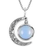 GIVA 925 Silver Oxidised Silver Moonstone Crescent Pendant with Box Chain | Gifts for Girlfriend, Gifts for Women and Girls |With Certificate of Authenticity and 925 Stamp | 6 Month Warranty
