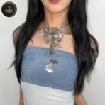 JN62 Gold Necklace for Women and Girls ? Stylish & Aesthetic Long Chain Floral flower Jewelry ? Gift for Friends ? Traditional and Western Zircon American Diamond Stones Choker Accessories - Fast Shipping to USA & Canada - Image 4