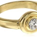 Estele 24kt Gold Plated Gypsy Set Solitaire Ring for Women with Bold Austrian Crystal (071 Ring) - Fast Shipping to USA & Canada