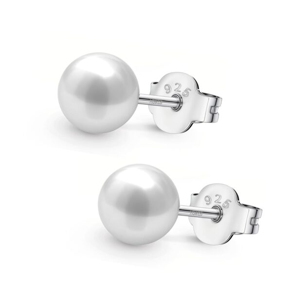 HIGHSPARK 925 Silver Classic Pearl Earrings 8mm - Fast Shipping to USA & Canada