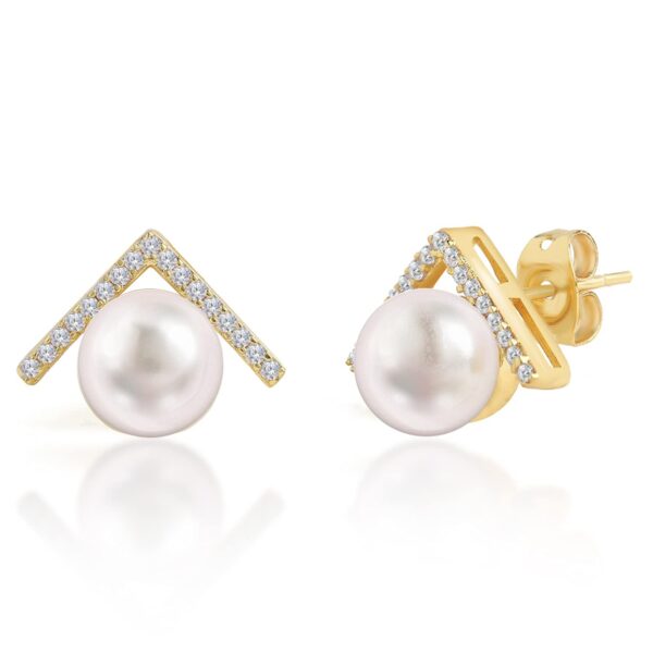 MINUTIAE Pearl Ear Tops Stud Earrings Solitaire White Crystal Diamond Fashion Jewellery for Women & Girls - Fast Shipping to USA & Canada