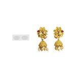 Accessher Matte Gold Plated Floral Jhumki Earrings with Pearl Drops - Fast Shipping to USA & Canada